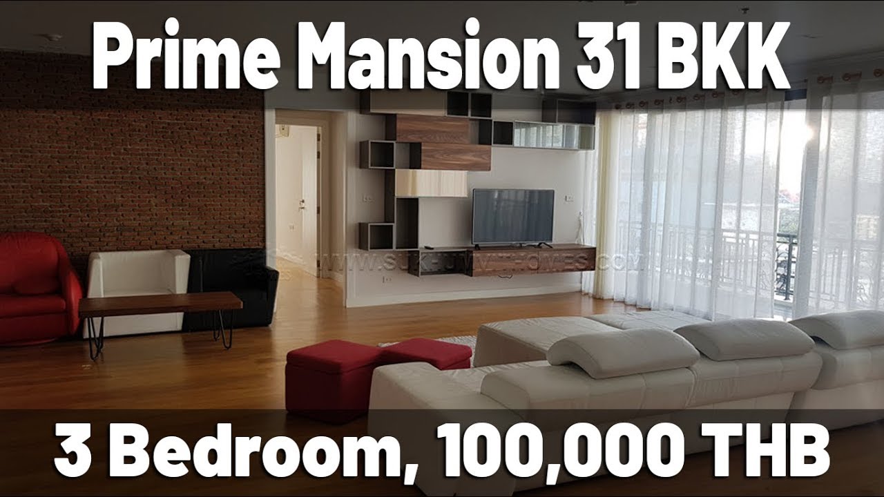 Pet friendly Apartment for rent at Prime Mansion 31 3bed 100,000 baht