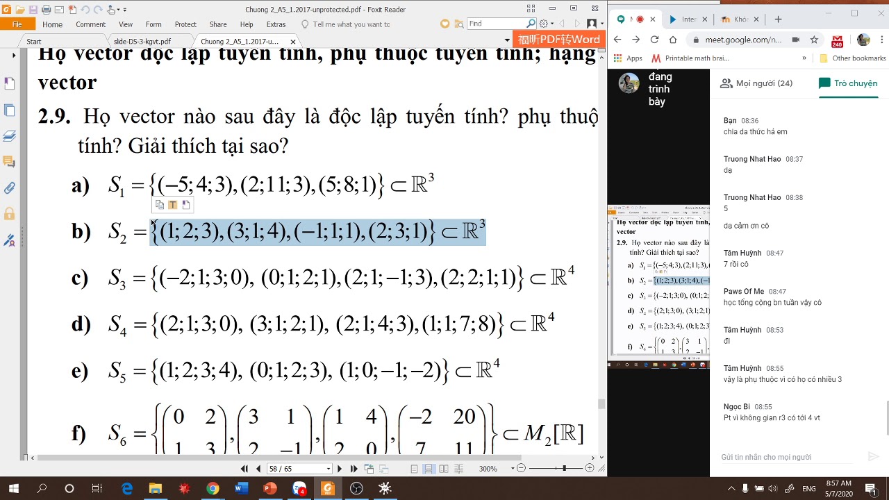 Đại số tuyến tính -B13: Không gian hữu hạn chiều: Số chiều - Cơ sở - Tọa độ