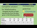 Statistics: Compute the first or lower quartile (Q1) from the data given in the following tables...