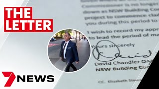 NSW building commissioner's resignation letter released by the government | 7NEWS