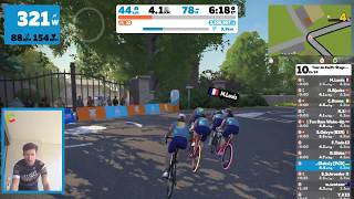 Tour De Zwift. Stage 7 - Race A. Win!!!  Featuring A Couple Or Pro's In The Pack: Ten Dam, Dunne.