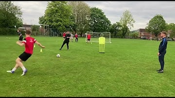 Football coaching session underlapping and overlapping