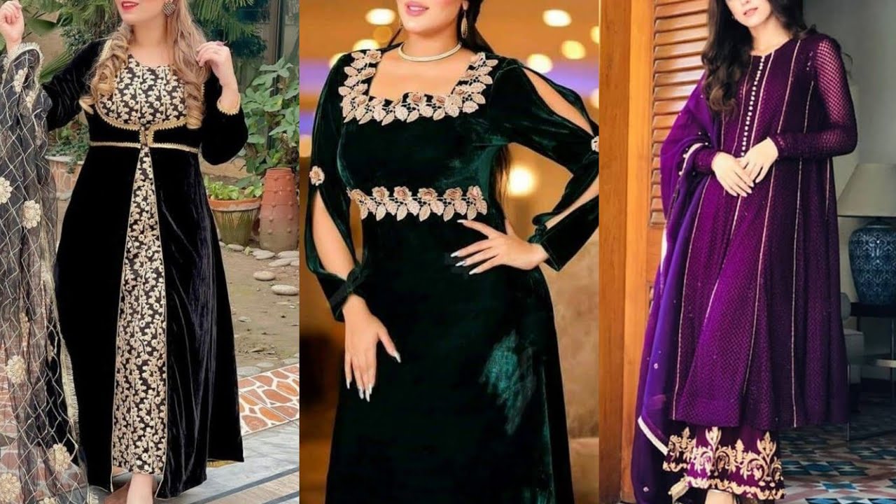 shaneel dress design Beautiful Velvet Party Wear Suit Design | Shaneel Velvet Suit Design