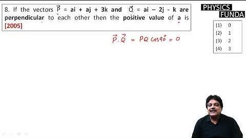 If the vectors P = ai + aj + 3k and  Q = ai – 2j - k are perpendicular to each other then the