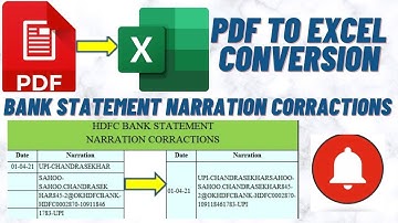 PDF to Excel conversion with Bank narration Corraction