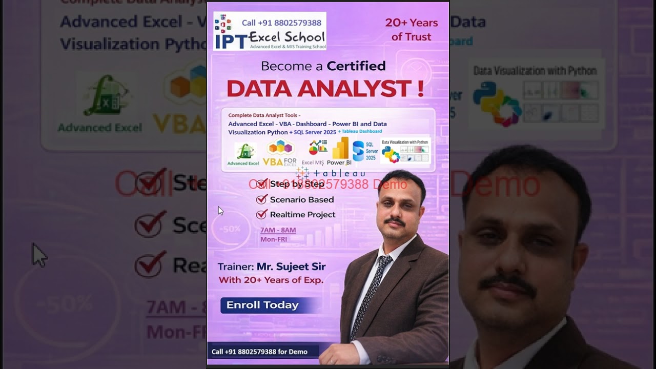 📊 Become a Certified Data Analyst!🏫 IPT Excel School – Advanced Excel & MIS Training⭐ 20+ Y of Trust