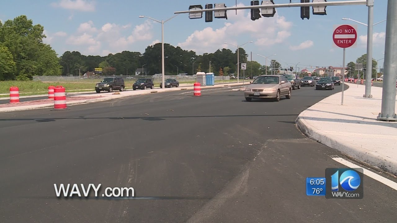 Intersection opens on Military Highway in Norfolk - YouTube