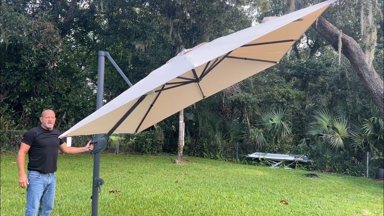 best offset patio umbrella for wind Grand 11FT Cantilever with Base Outdoor Large Round Aluminum Umbrella Patio Garden Backyard (Champagne, 11 FT) : Patio, Lawn & Garden 360 Rotation Easily adjust shade throughout the day with smooth 360 The 8 Best Wind-Resistant Patio