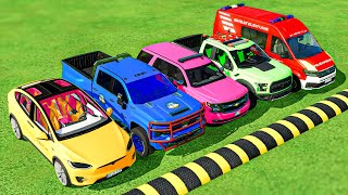 DACIA, VOLSKWAGEN, AUDI POPLICE CARS and MERCEDES, FORD AMBULANCE EMERGENCY TRANSPORT ! BeamNG.drive