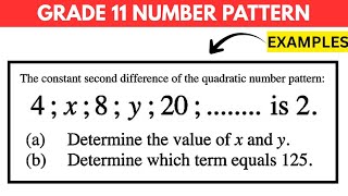 Grade 11 Number Pattern | Quadratic Pattern ( With Variables )