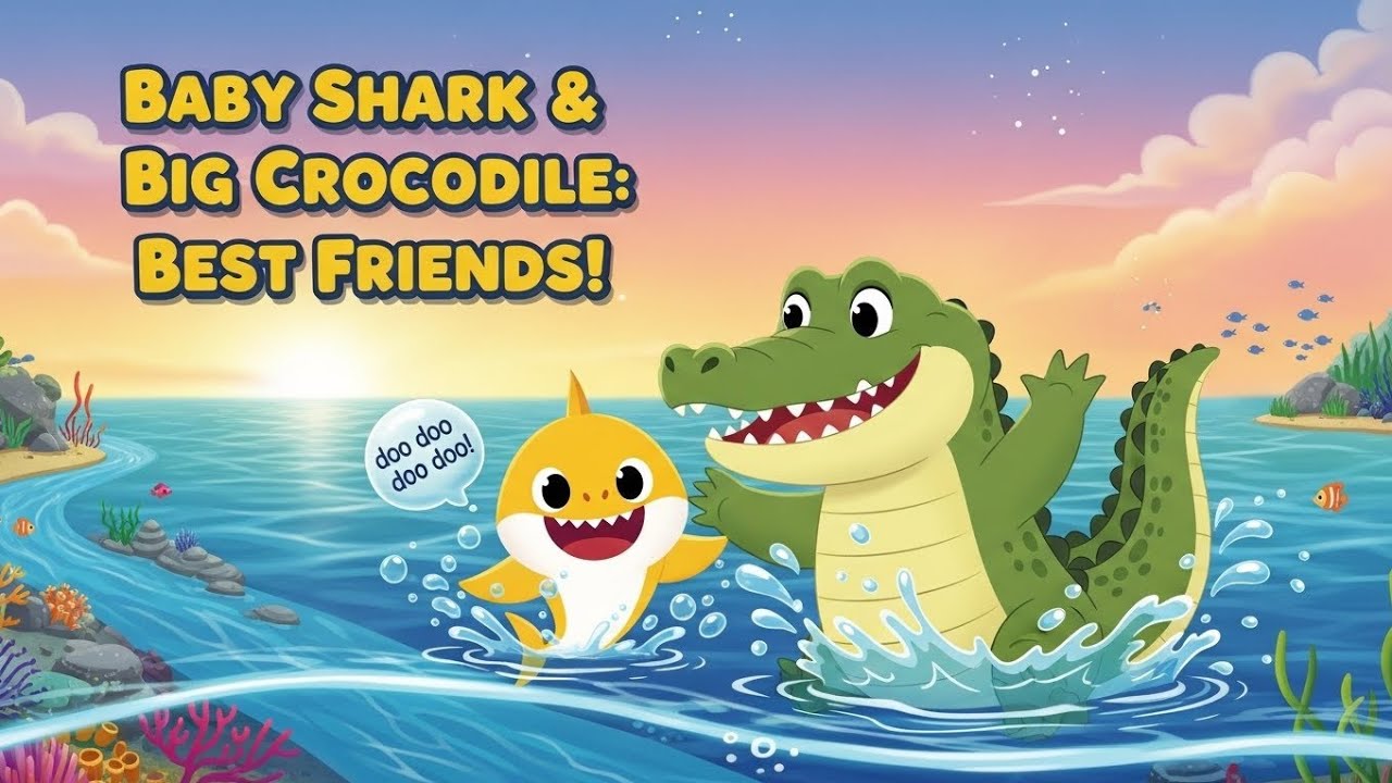 Baby Shark Meets Big Crocodile | Fun Kids Poem & Ocean Adventure 🦈🐊