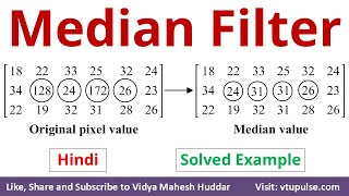 Median Filter Solved Example in Digital Image Processing in Hindi by Vidya Mahesh Huddar