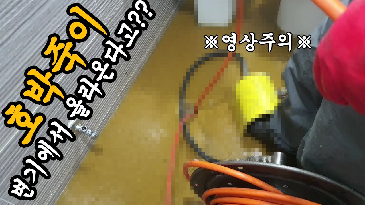 빌라 두 화장실 변기 역류, 공용 오수관 이물질 제거 현장 영상 썸네일
