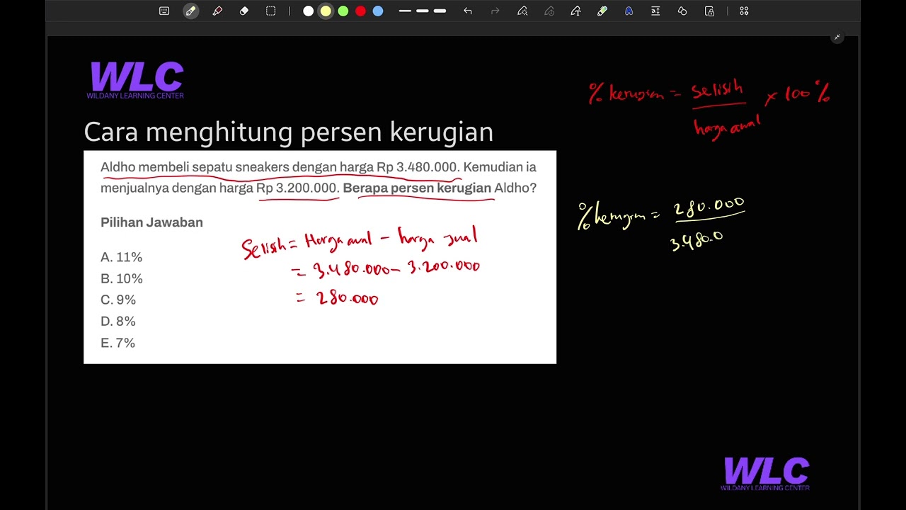 Cara menghitung presentase kerugian by WLC