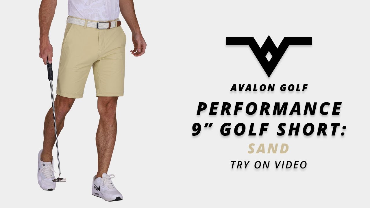 Mens 9" Inseam Golf Shorts in Color Sand: Try on Video
