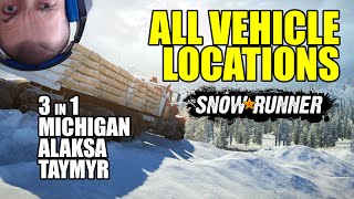Snowrunner: All vehicle locations in all regions  Michigan, Alaska, Taymyr