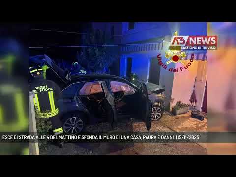 ESCE DI STRADA ALLE 4 DEL MATTINO E SFONDA IL MURO DI UNA CASA, PAURA E DANNI  | 15/11/2025