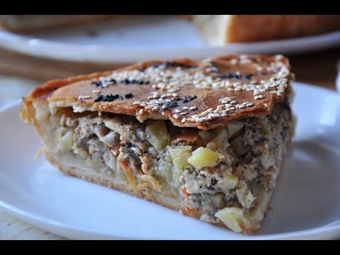 ПИРОГ НА СМЕТАНЕ С МЯСНОЙ НАЧИНКОЙ. БЕЗДРОЖЖЕВОЙ ПИРОГ.