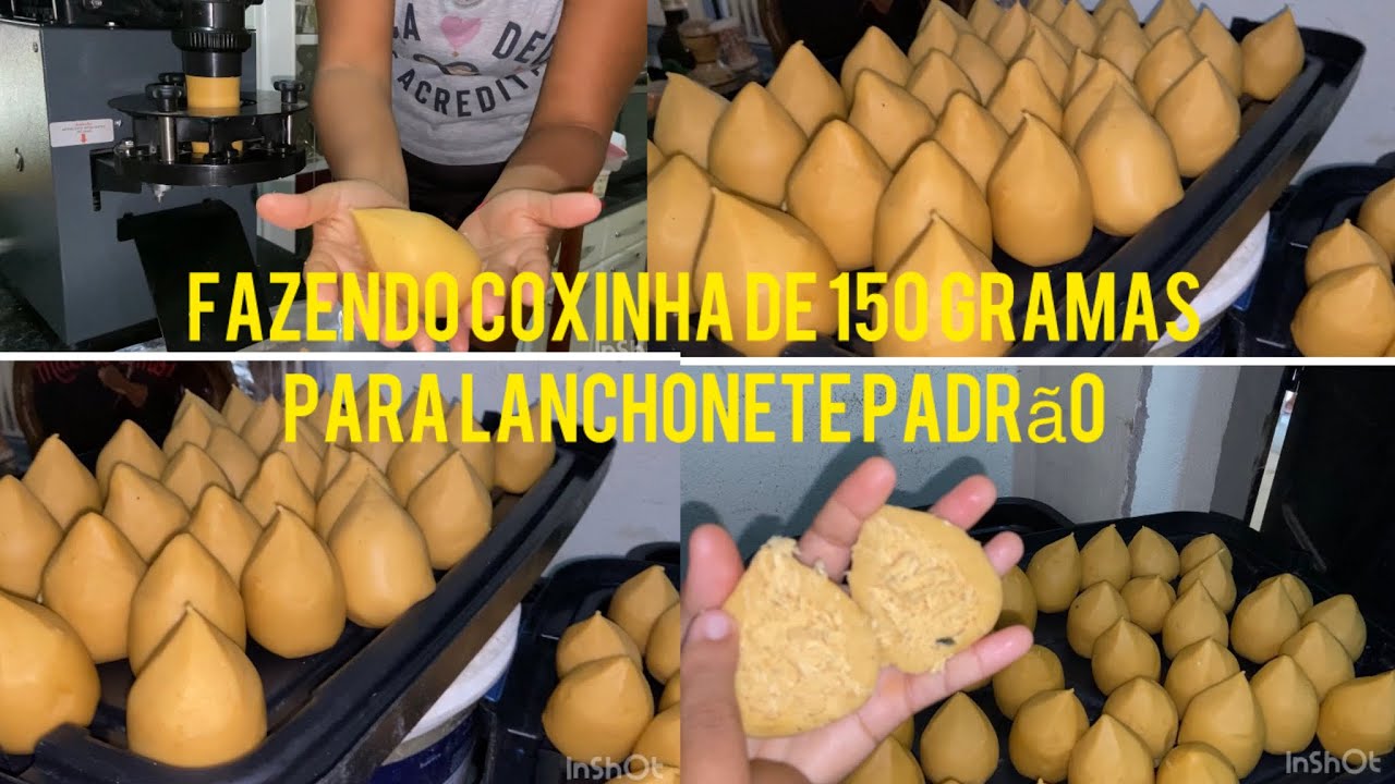 UMA PRODUÇÃO DE COXINHA GRANDE 150 GRAMAS NA MODELADORA 