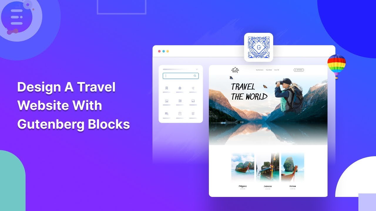 How To Design A Travel Website With Gutenberg Blocks - YouTube