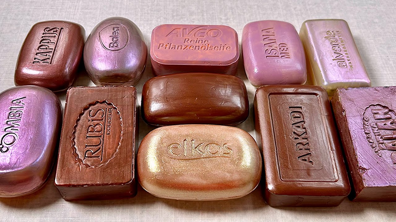 ASMR soap cutting 💜 Painted soap