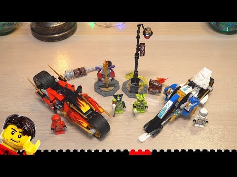 YouTube thumbnail: LEGO Build ⏩ Ninjago Kai's Blade Cycle &amp; Zane's Snowmobile 70667