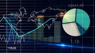 world map statistic data graph dark blue loop finance background 4K