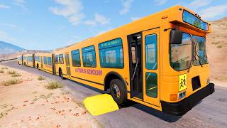 SCHOOL BUS, CITY BUS, LONG BUS Vs MASSIVE SPEED BUMPS - BeamNG.Drive