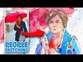 How to actually draw people stepbystep loose ink  watercolor