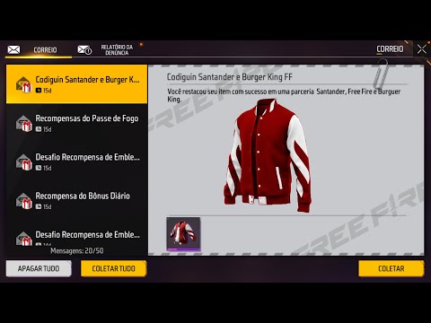 CODIGUIN FF 2023: código Free Fire ATIVO da Jaqueta Santander; resgata