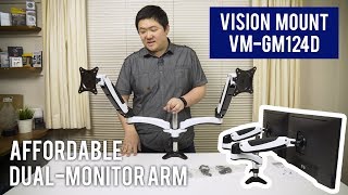 Affordable Gas Spring Dual-Monitor Arm! - VM-GM124D | Unboxing & Installation