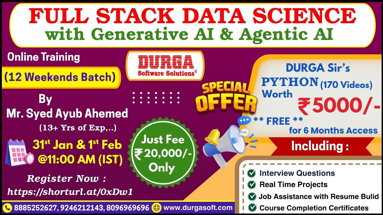 FULL STACK DATA SCIENCE with Generative AI & Agentic AI (Weekends Batch ...