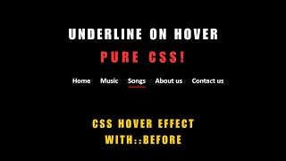 🔥 Amazing CSS Underline Hover Effect Using:: before | CSS Menu Hover Animation Tutorial