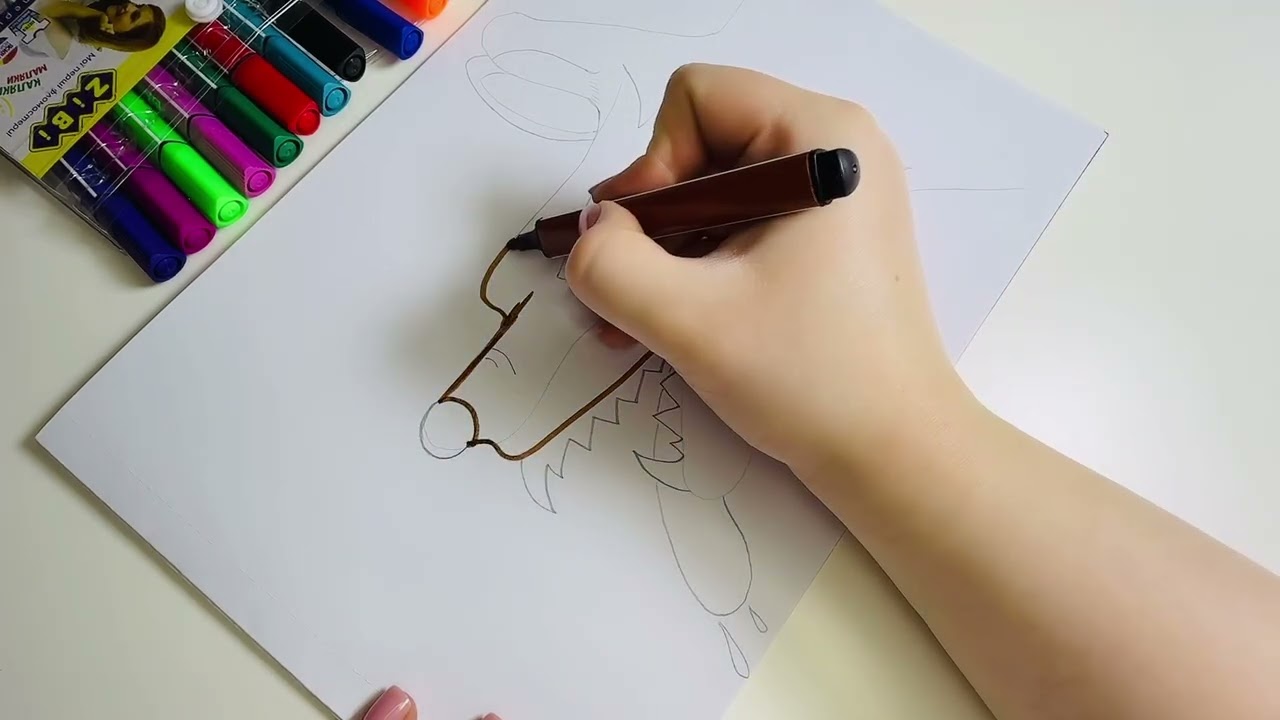 Малюнок « Злий вовчик» в нетрадиційній техніці малювання фломастерами ZiBi Baby Line