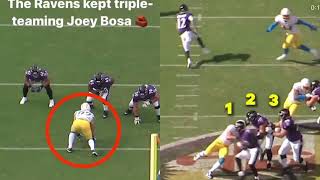 THE BALTIMORE RAVENS KEPS TRIPLE-TEAMING JOEY BOSA