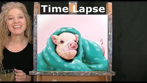 TIME LAPSE - Learn How to Paint "PIG IN A BLANKET" with Acrylic Paint- Step by Step Video Tutorial