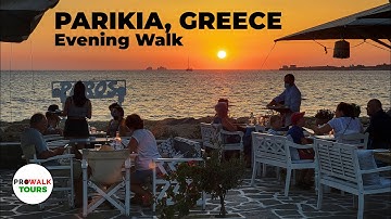 Parikia, Greece Evening Walk - Island of Paros - 4K with Captions