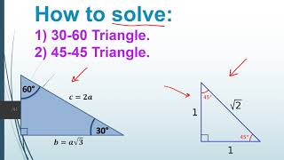 SABIS | Solving 30 - 60 triangle and 45-45 triangle| حل المثلث الثلاثيني الستيني و القائم = الساقين