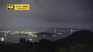 瀬戸大橋16（雨の夜景）／4K動画素材（著作権フリー／商用利用可）