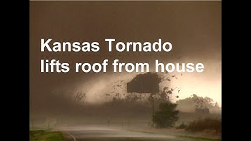 Tornado video of roof being lifted from house in Kansas