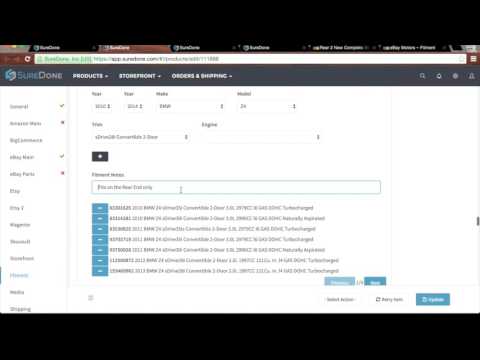 SureDone Fitment Training (3 of 4): Adding Fitment to your Listings (Single Item) - video from SureDone
