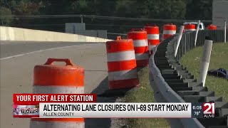 Alternating lane closures planned for I-69 in Fort Wayne