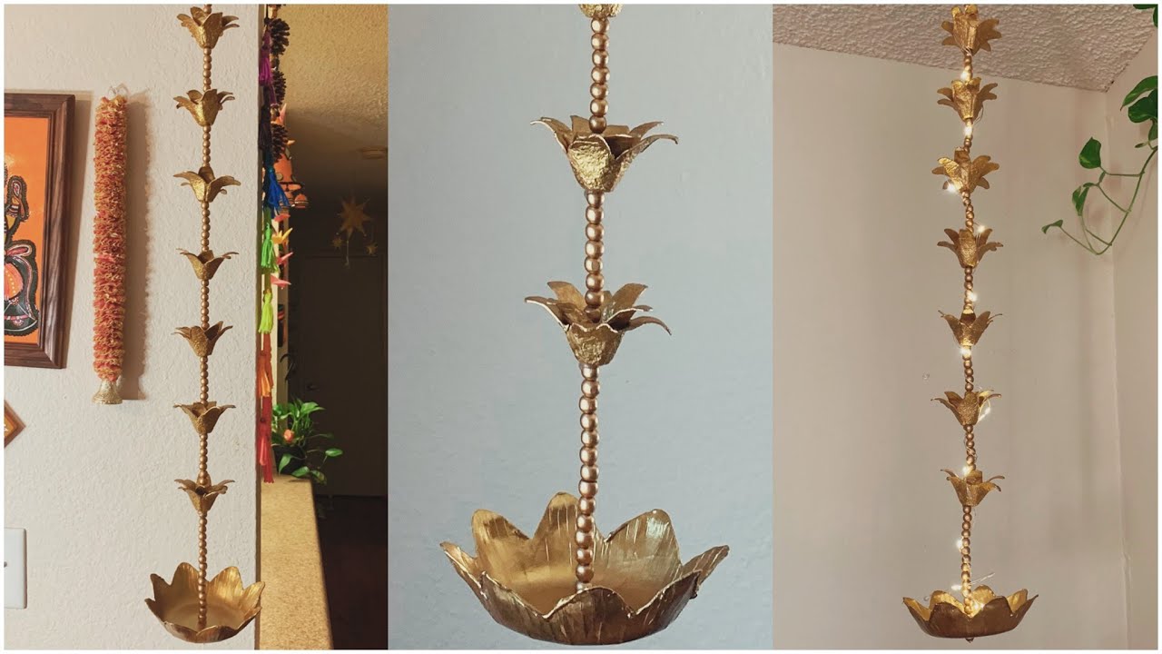 DIY home decor using egg carton / Traditional Brass like hanging / Festival / /Diwali decor