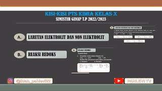 Bahas Tuntas Kisi-Kisi PTS Kimia Kelas X Genap || Elektrolit dan Non Elektrolit || Reaksi Redoks