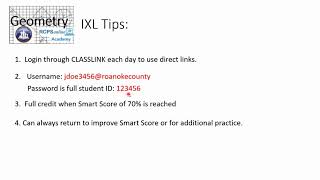 Academy Geometry IXL Tips