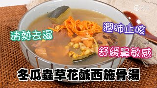 夏日靚湯｜清熱去濕｜潤肺止咳｜舒緩鼻敏感｜冬瓜蟲草花鹹西施骨湯｜利尿｜解暑｜消腫｜補肺｜補腎｜止咳｜益損｜扶精｜利水｜排膿｜養心｜安神｜潤肺｜止咳｜潤燥｜補中益氣｜養血｜健脾胃