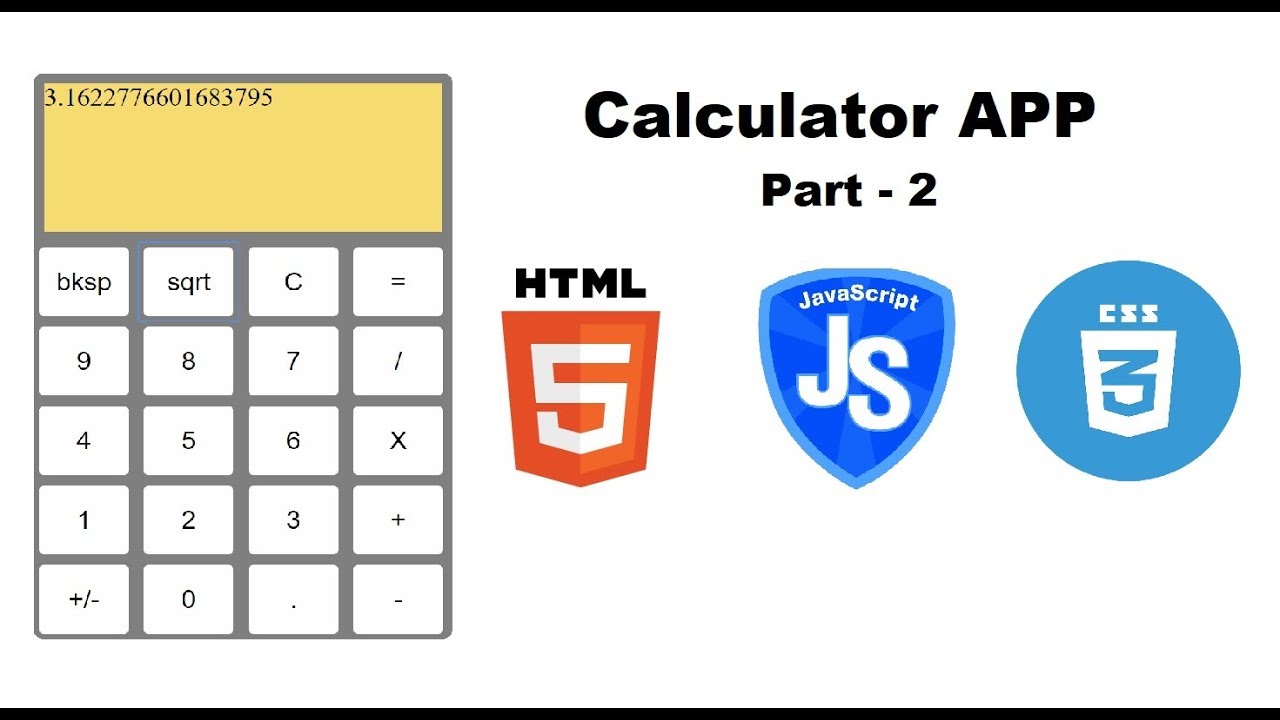 Basic calculator app in HTML with CSS and JavaScript - part 2