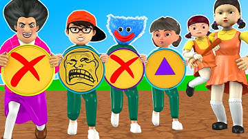 Squid Game (오징어 게임) vs Scary teacher 3D Trying Honeycomb Candy Shape Challenge in Throw Coca Game