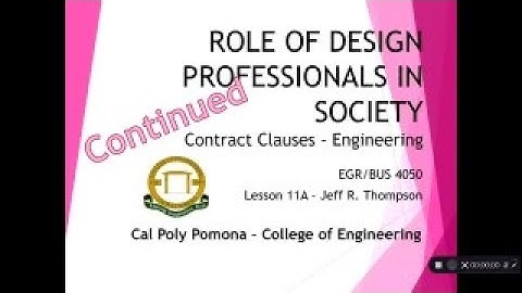 11. Contracts & Clauses Part 2 Applications - The Role of the Design Professional
