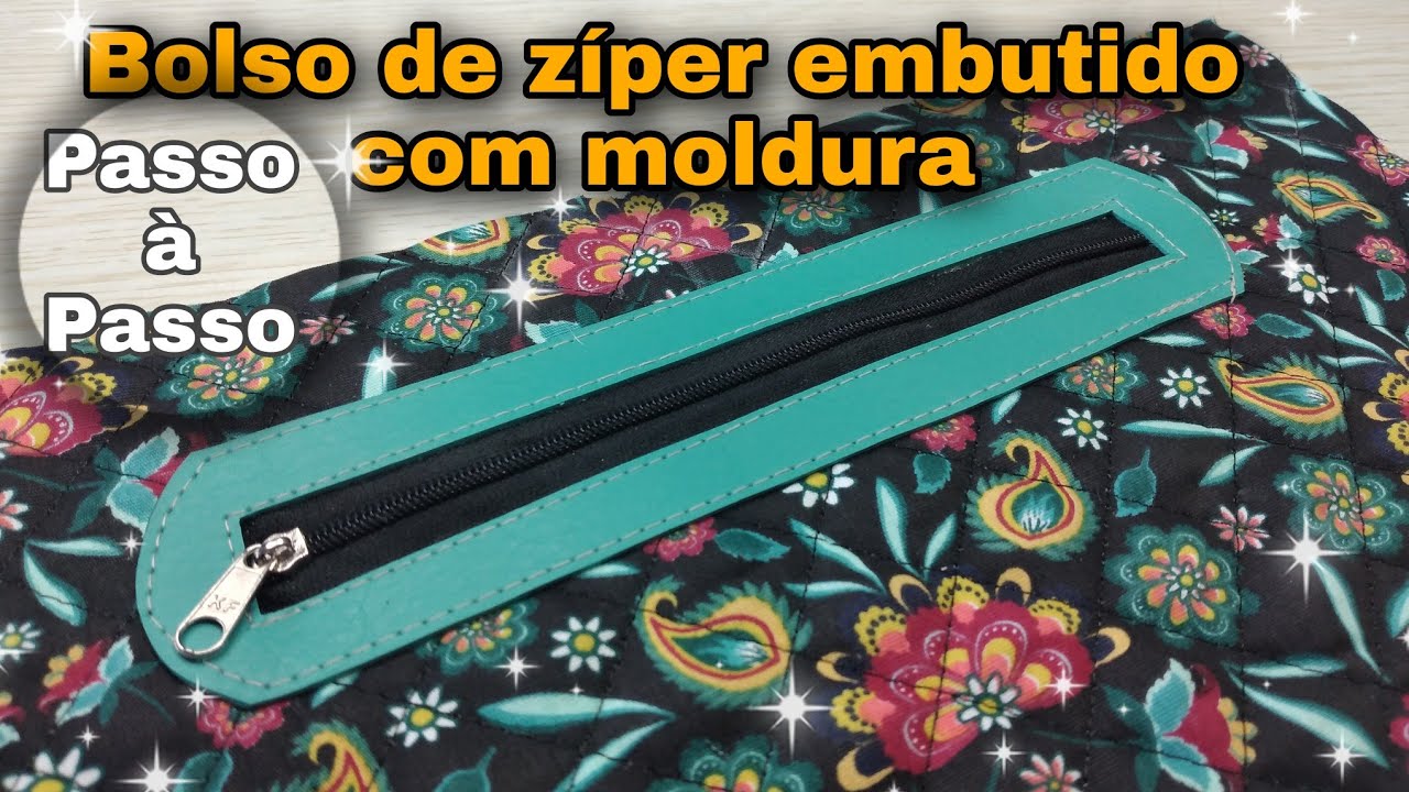 Como fazer bolso embutido de zíper embutido e moldura em Montana/pocket with a built-in zipper frame